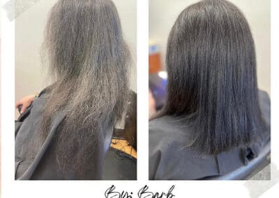 Before and after showing healthy hair after trim