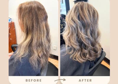 before and after showing off healthy curls