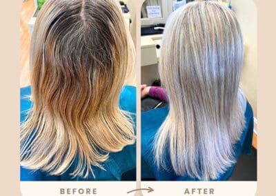 Before and after showing healthy and smooth hair