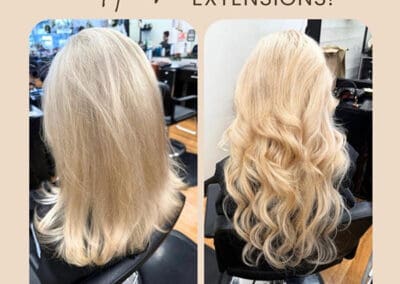 Hair extensions before and after