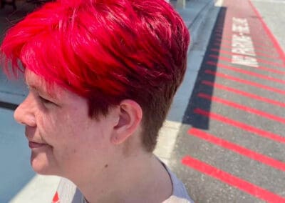 Vibrant short red hair