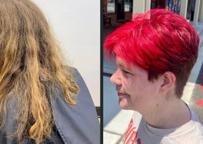 Long hair before red coloring and cut